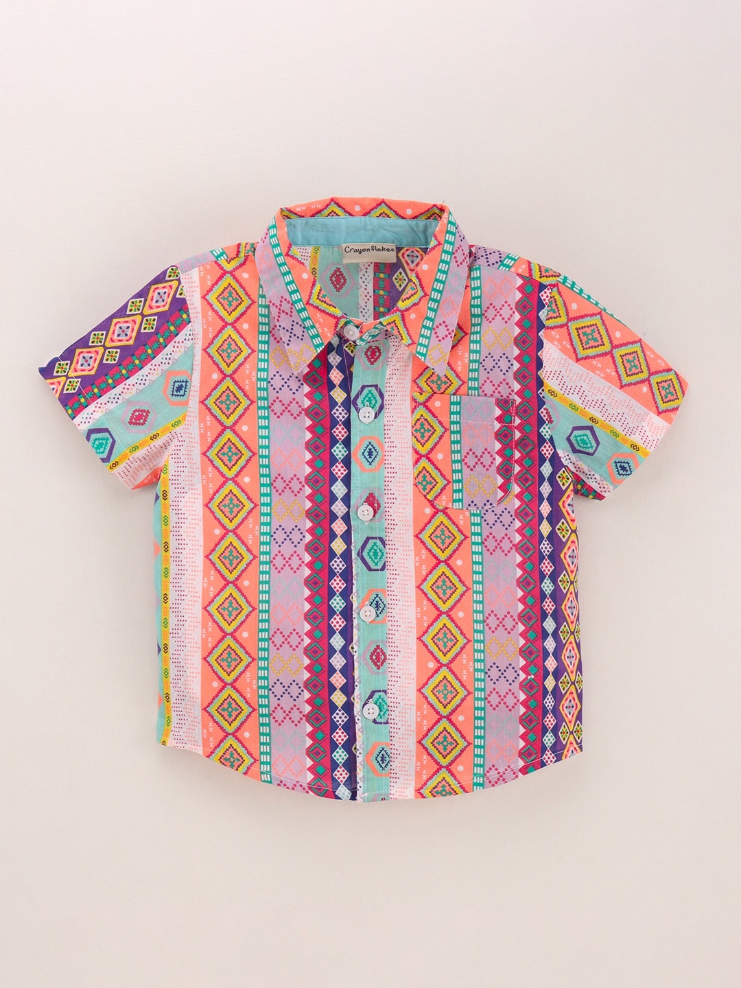 

CrayonFlakes Boys Orange Printed Casual Shirt
