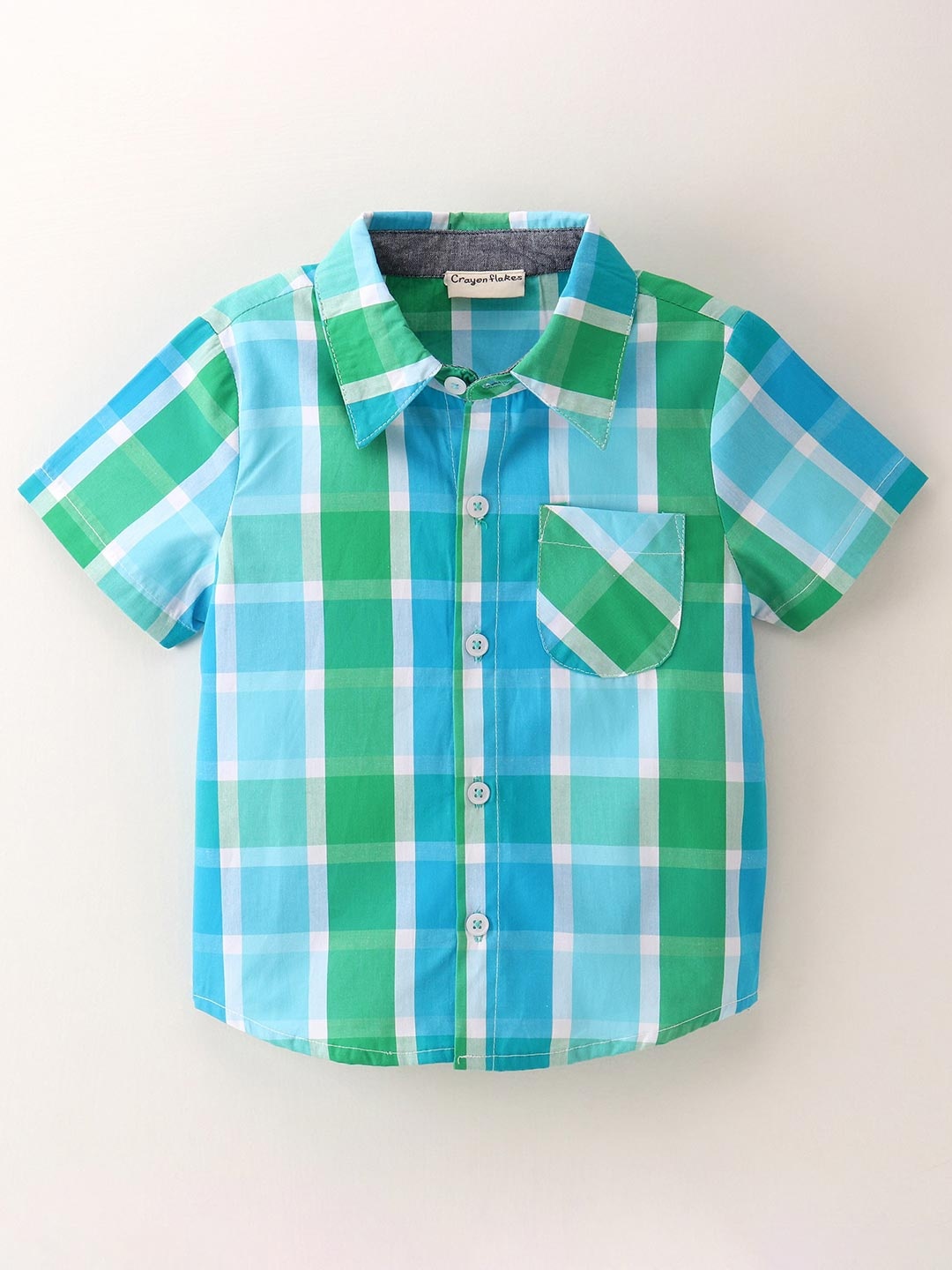 

CrayonFlakes Boys Blue Tartan Checks Checked Casual Shirt