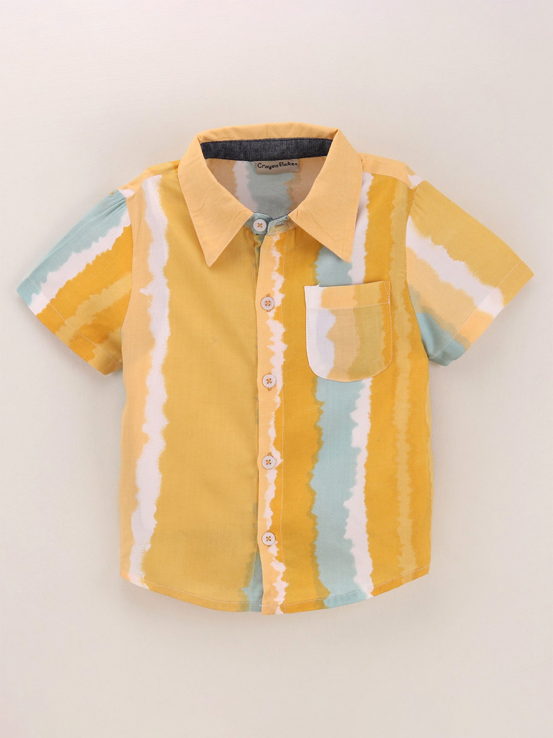 

CrayonFlakes Boys Yellow Tie and Dye Printed Casual Shirt