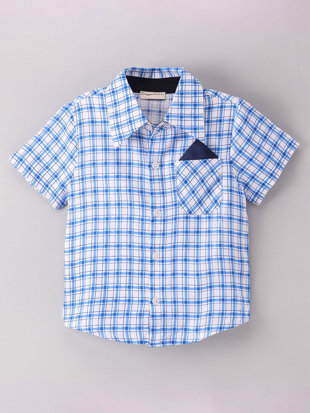 

CrayonFlakes Boys Blue & White Checked Cotton Casual Shirt