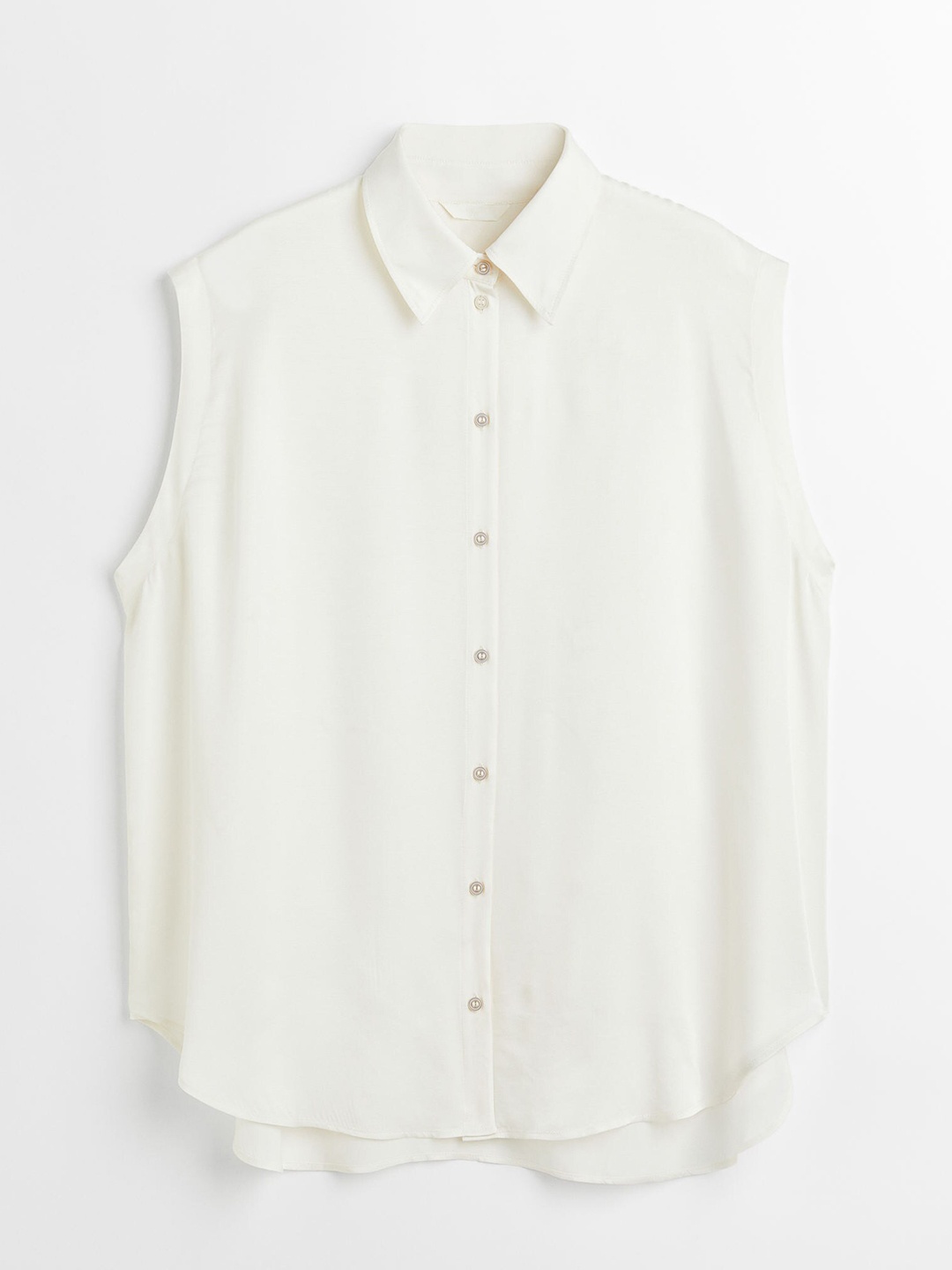 

H&M+ Women White Sleeveless Satin Shirt