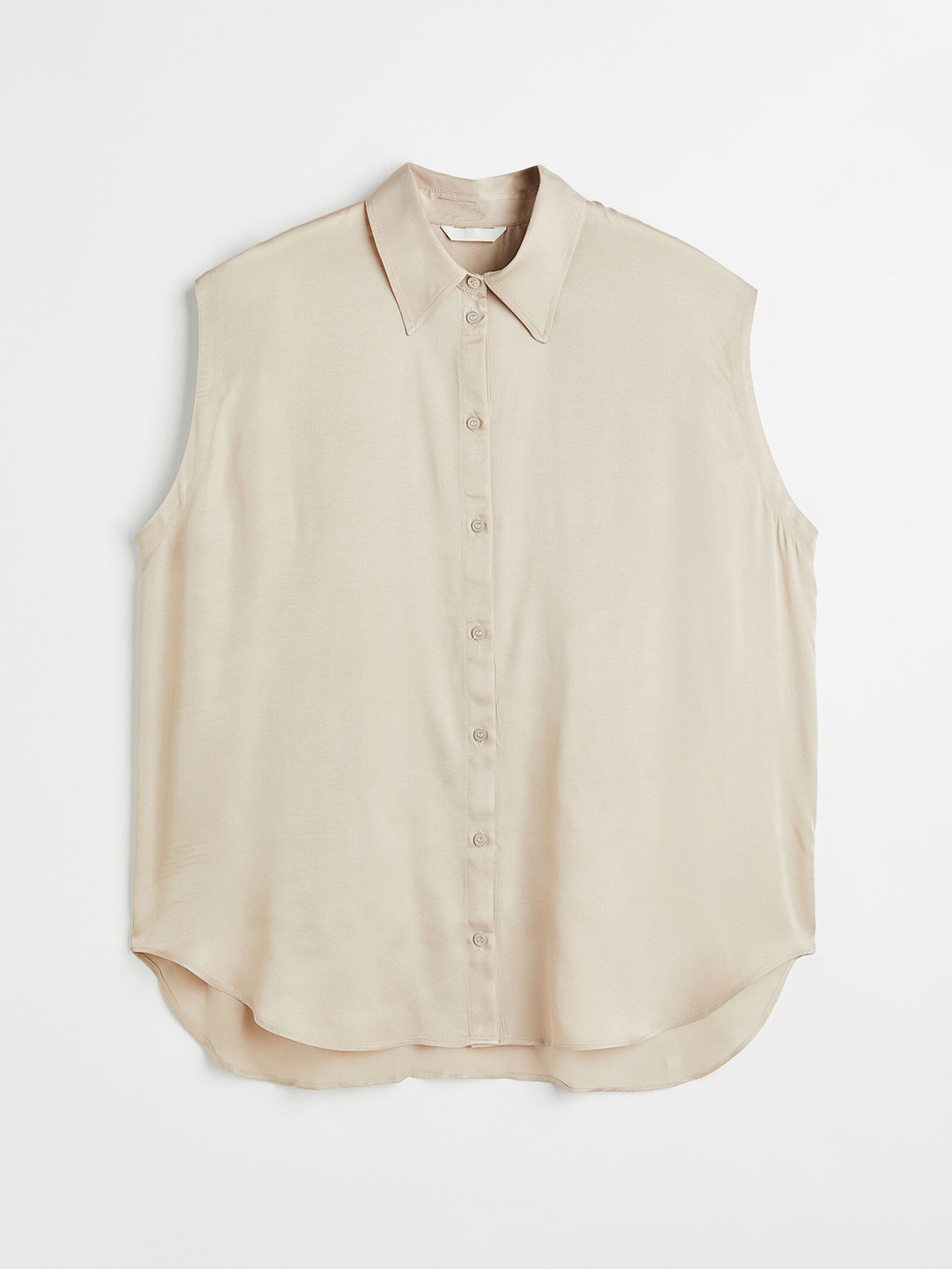 

H&M+ Women Beige Sleeveless Satin Shirt
