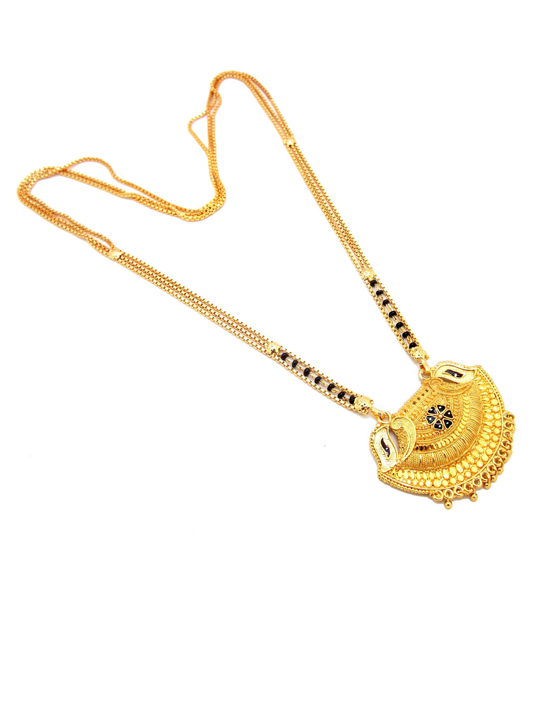 

FEMMIBELLA Women Gold-Plated & Black Beaded Mangalsutra