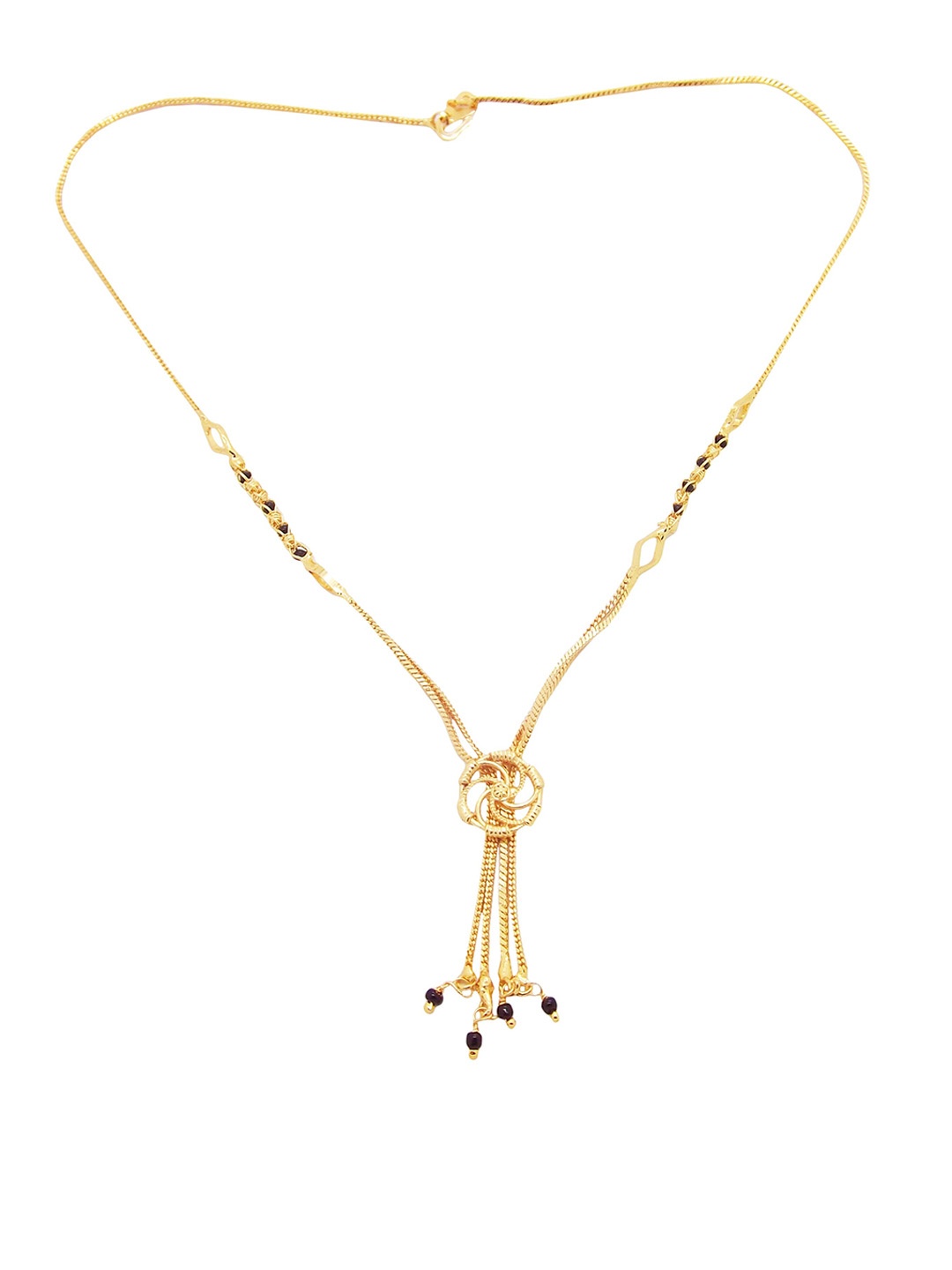 

FEMMIBELLA Gold-Plated Black Beaded Mangalsutra