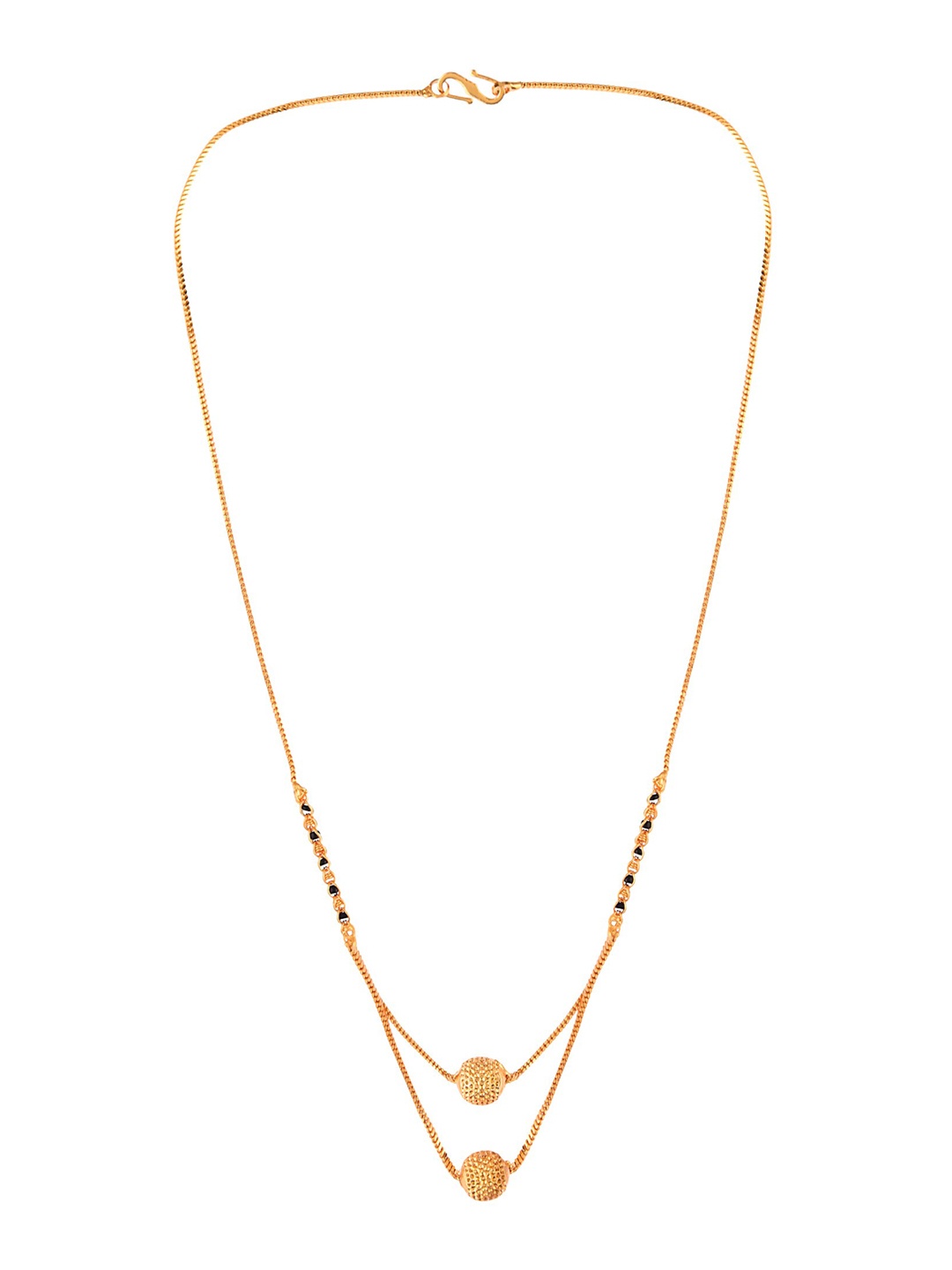 FEMMIBELLA Women Gold-Plated Black Stone-Studded & Beaded Mangalsutra