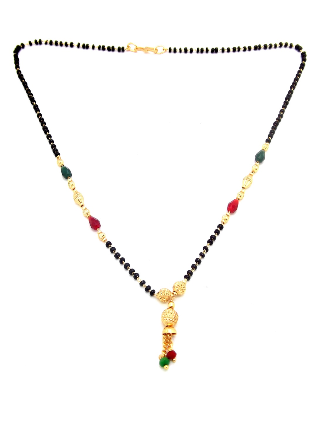 

FEMMIBELLA Gold-Plated & Red Beaded Mangalsutra