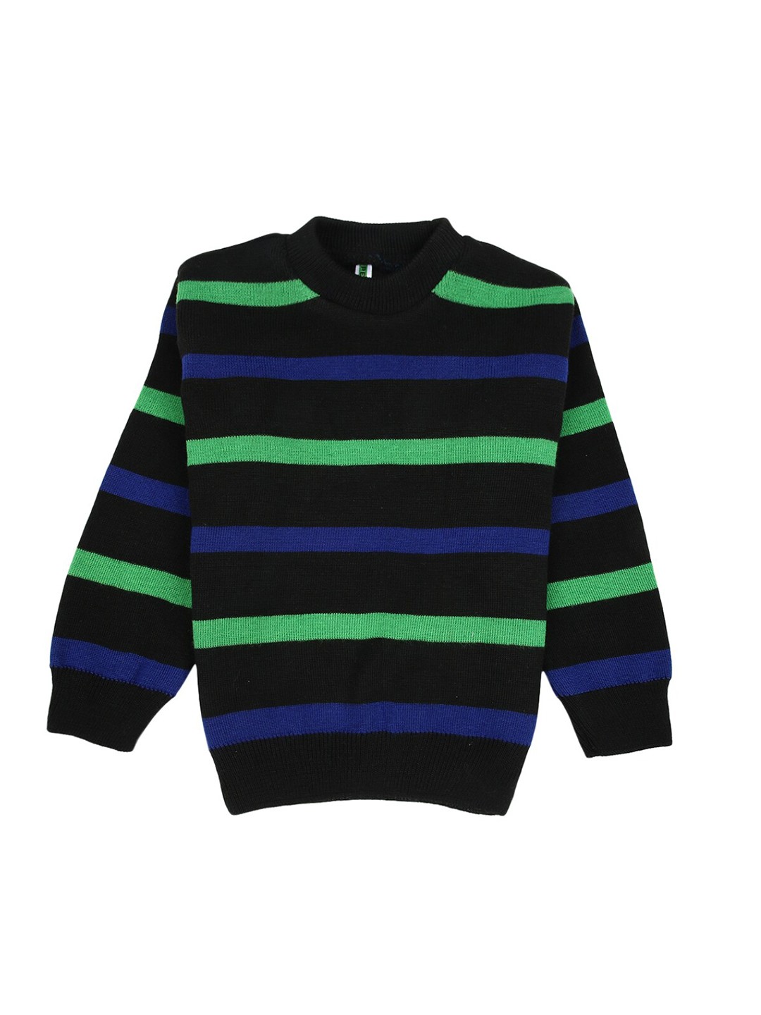 

V-Mart Boys Black Striped Printed Round Neck Pullover Sweater