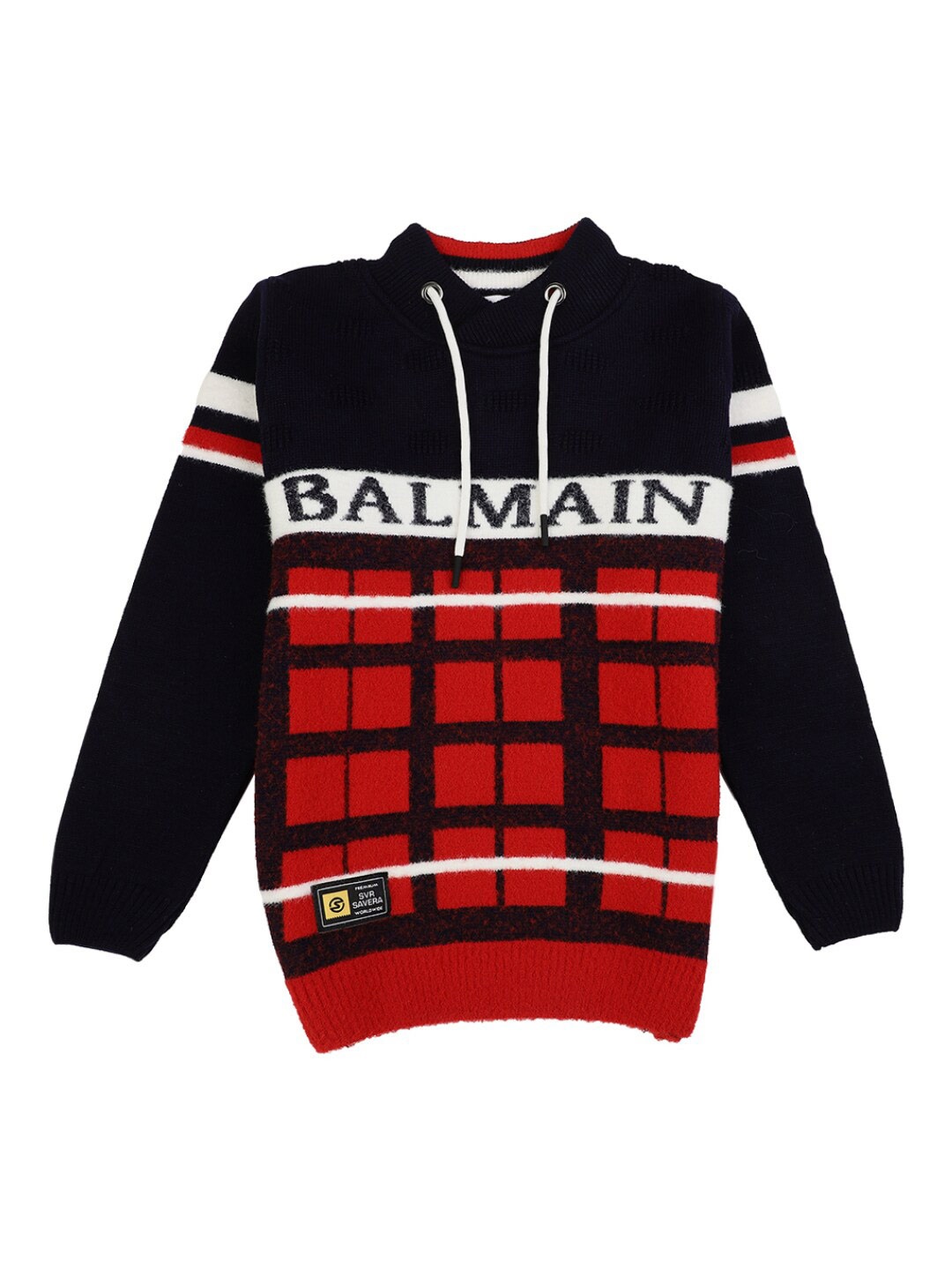 

V-Mart Boys Red Checked Cotton Sweatshirt