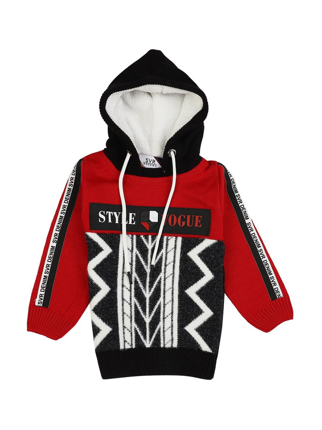 

V-Mart Boys Red Printed Hooded Neck Sweater