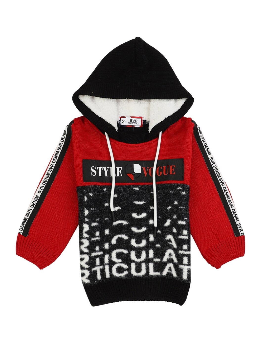 

V-Mart Boys Red Printed Hooded Sweatshirt