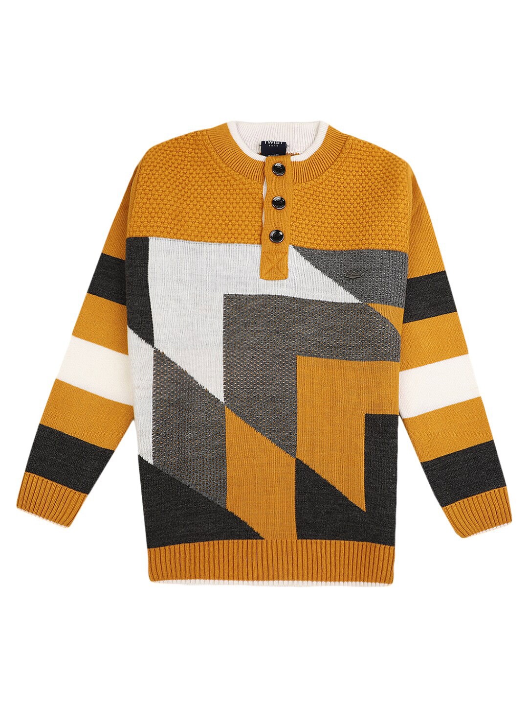 

V-Mart Boys Mustard Colourblocked Cotton Sweatshirt