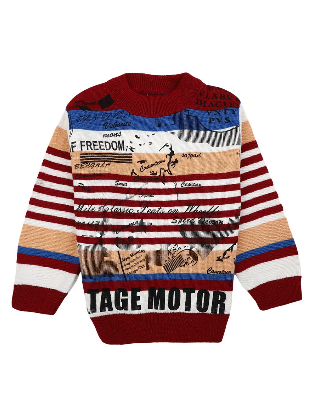 

V-Mart Boys Maroon Striped Sweatshirt