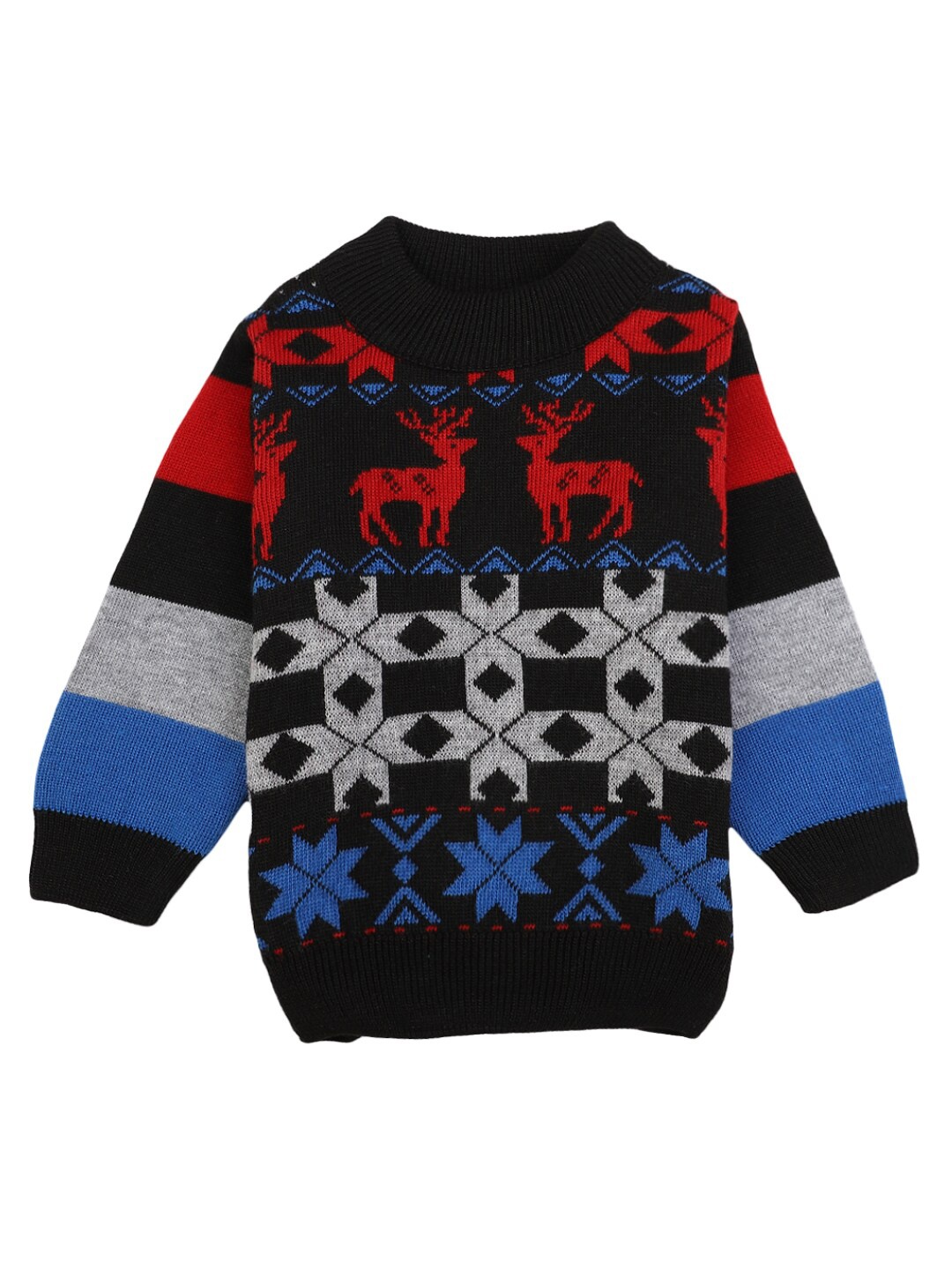 

V-Mart Boys Black & Red Acrylic Round Neck Pullover Sweater