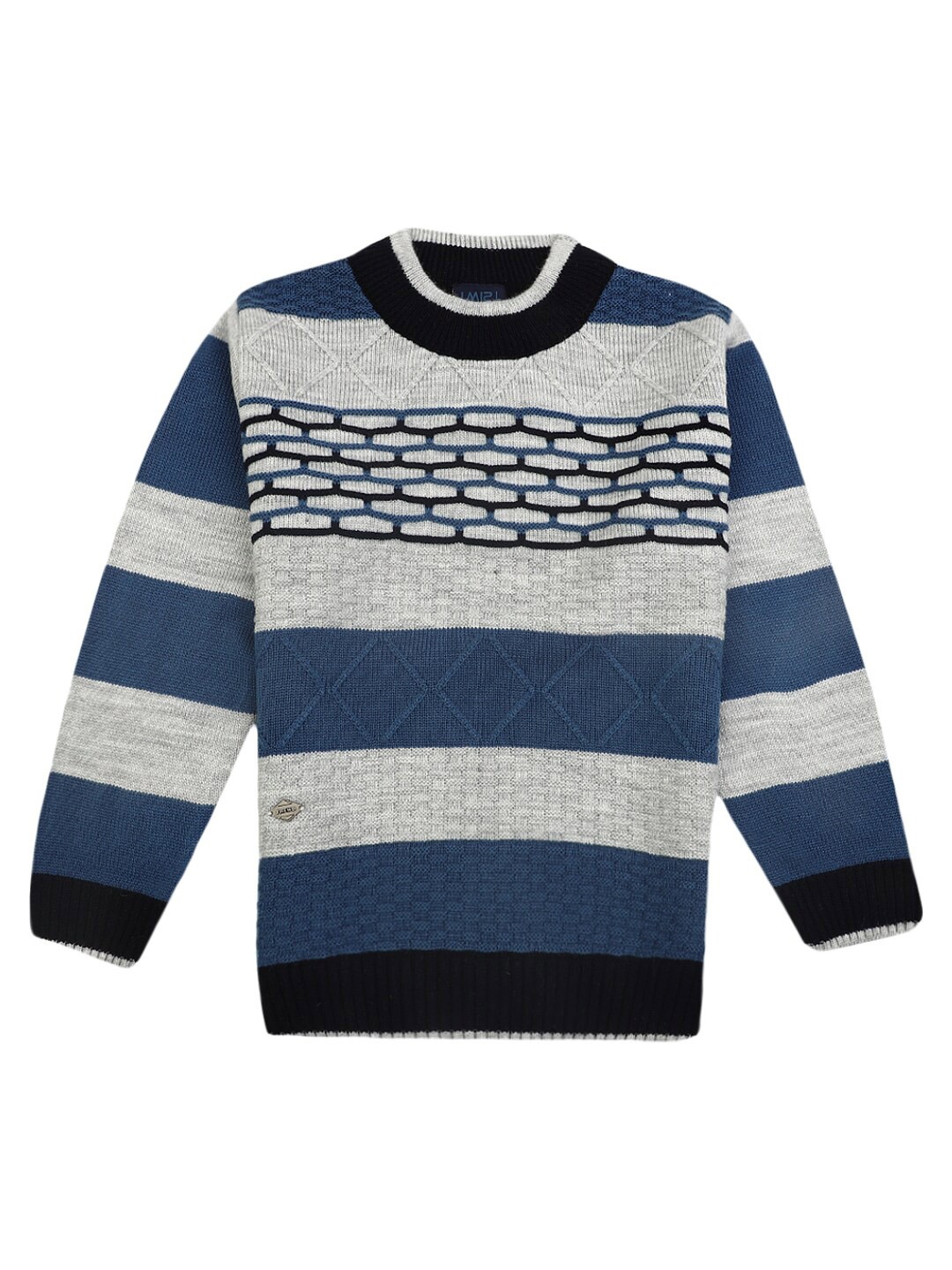 

V-Mart Boys Blue & Grey Striped Pullover