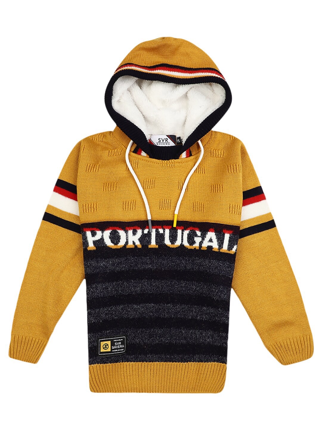 

V-Mart Boys Mustard Printed Hooded Sweatshirt