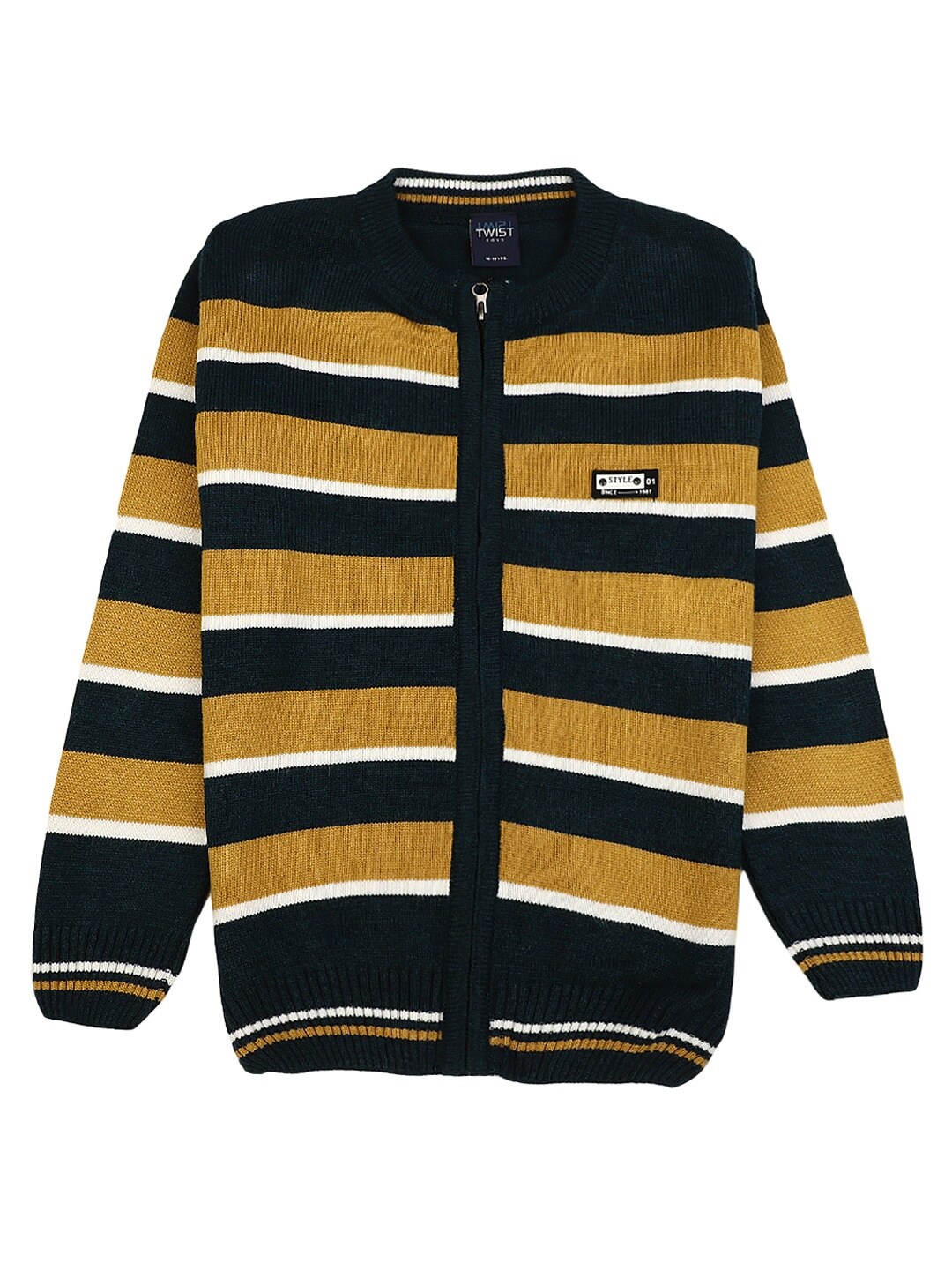 

V-Mart Boys Yellow & Black Striped Sweatshirt