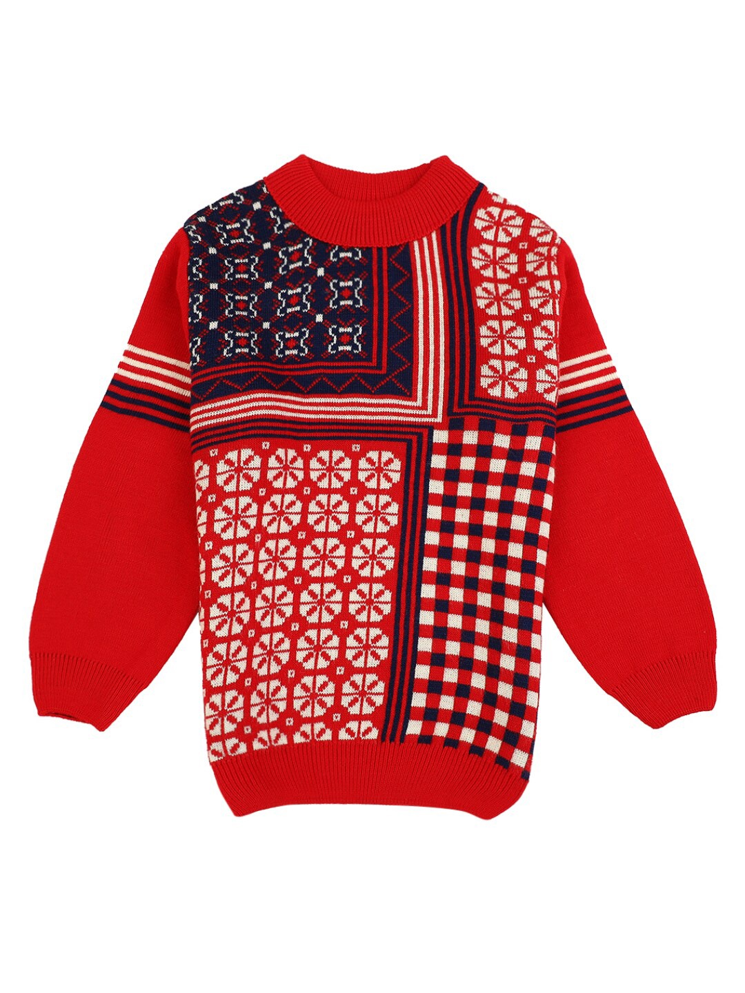 

V-Mart Boys Printed Acrylic Round Neck Pullover Sweater, Red