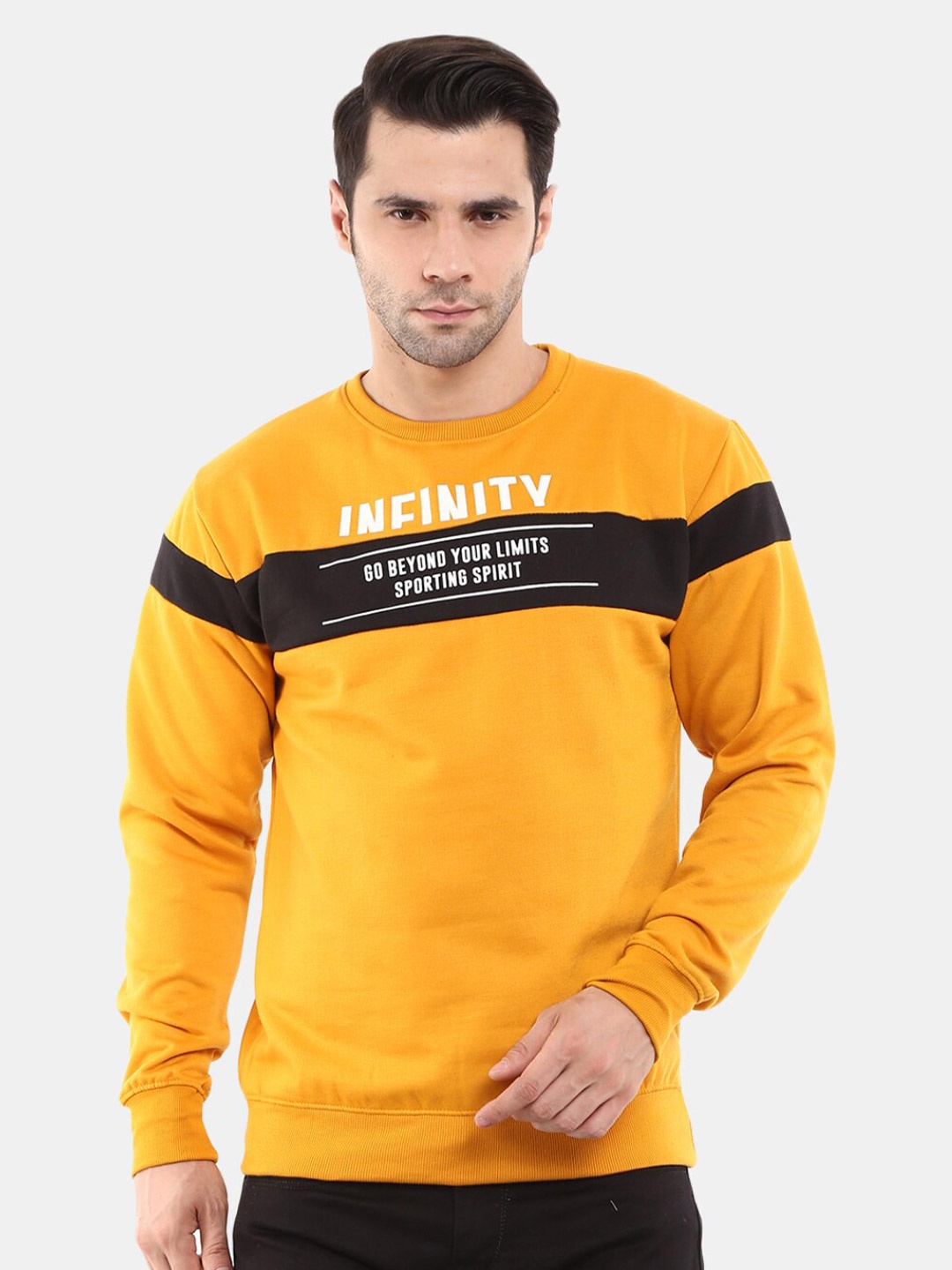 

V-Mart Men Mustard Printed Sweatshirt