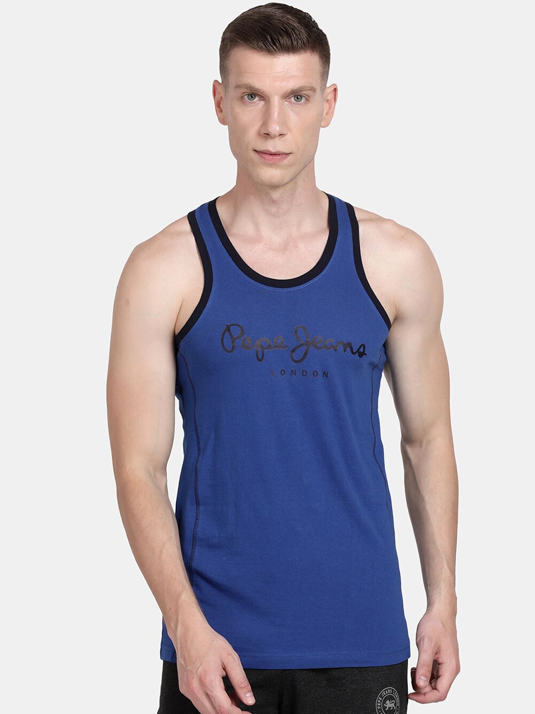 

Pepe Jeans Men Blue Solid Pure Cotton Innerwear Vest