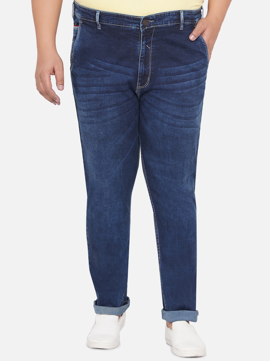 

John Pride Plus Size Men Blue Heavy Fade Stretchable Jeans