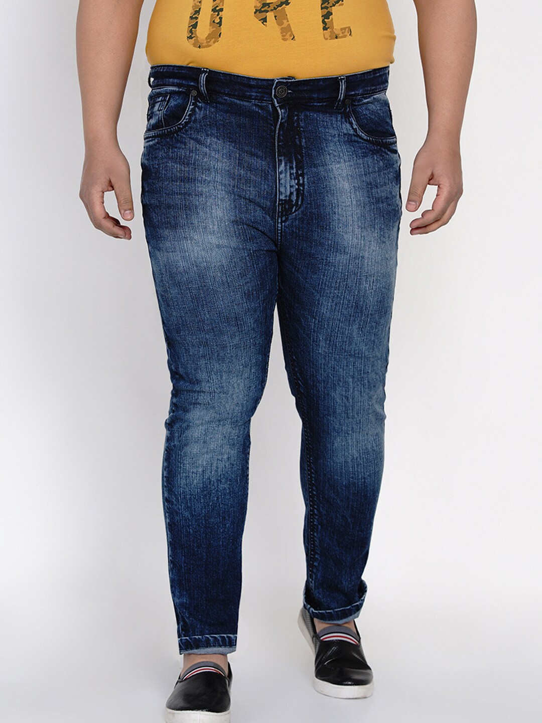 

John Pride Plus Size Men Navy Blue Heavy Fade Stretchable Jeans