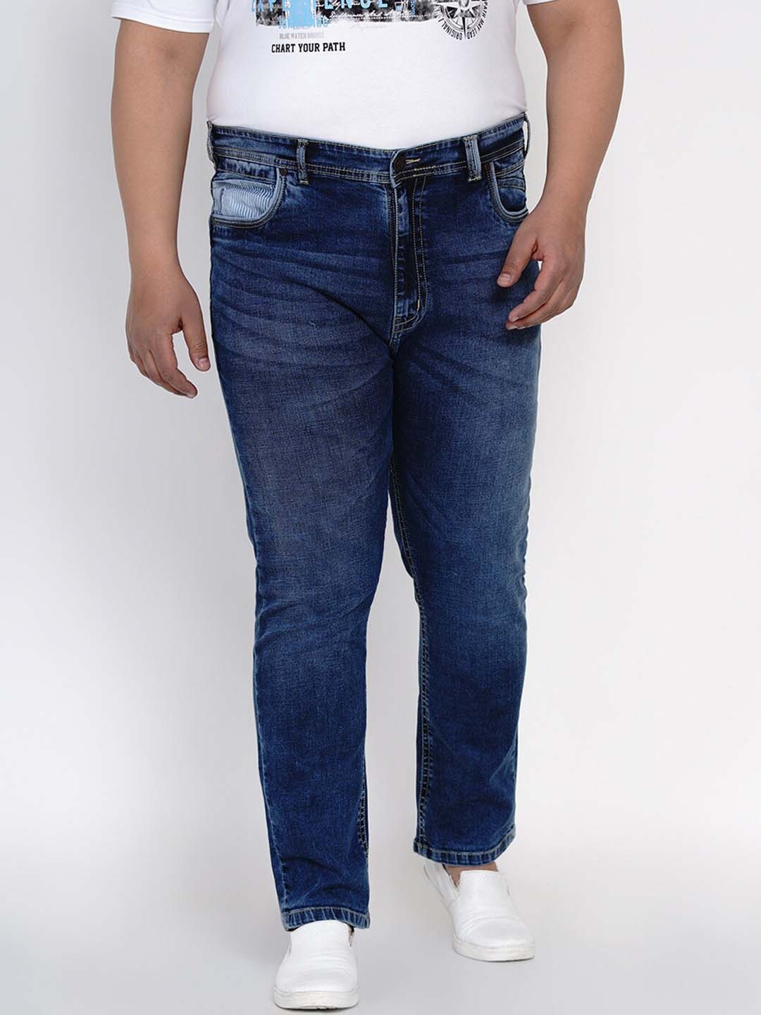 

John Pride Plus Size Men Blue Heavy Fade Stretchable Jeans