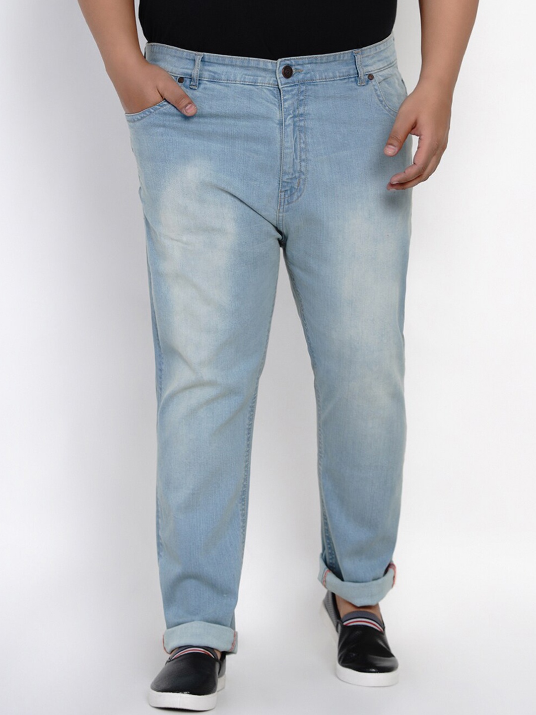 

John Pride Plus Size Men Blue Light Fade Stretchable Jeans