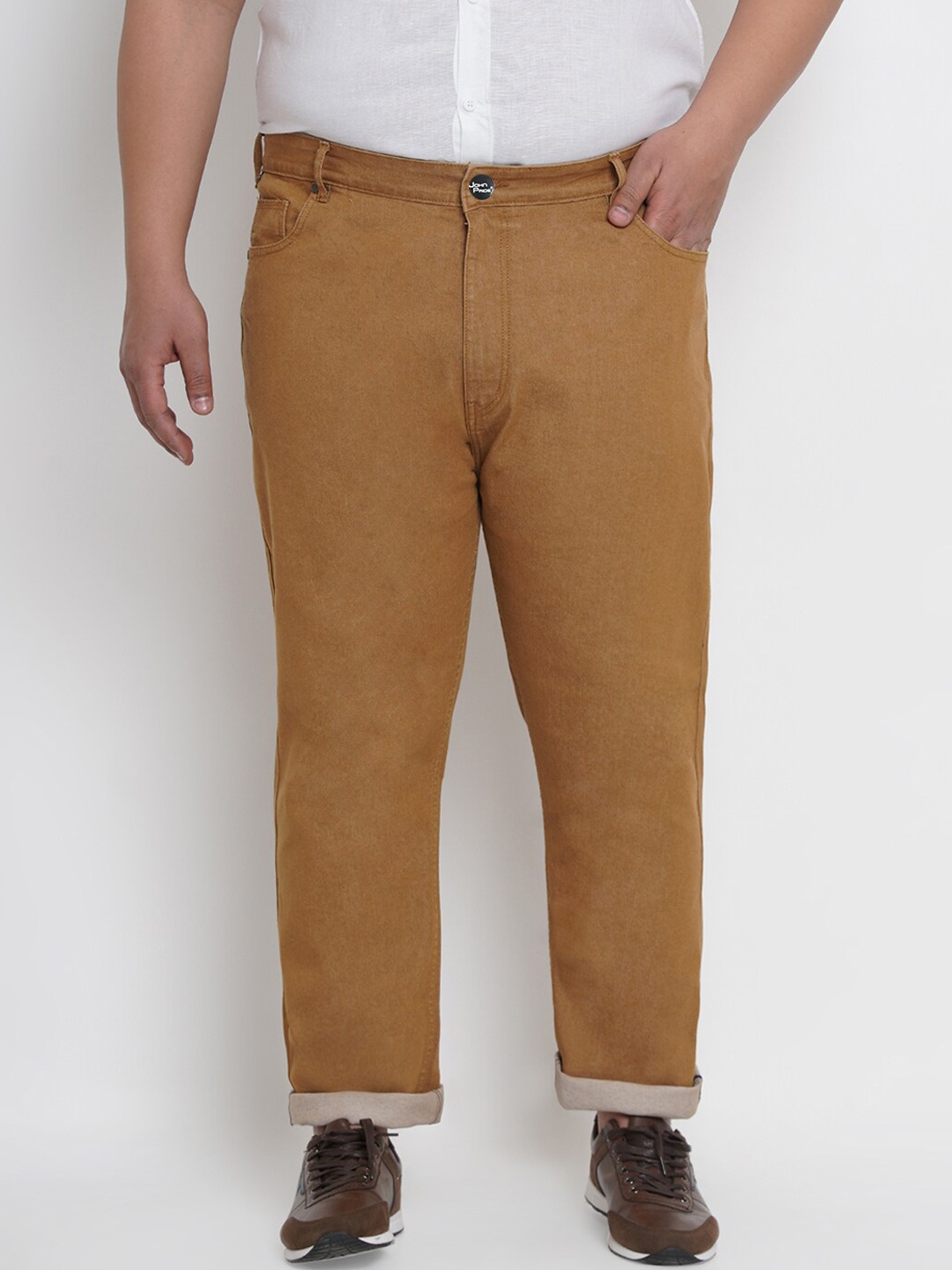 

John Pride Men Plus Size Stretchable Mid-Rise Jeans, Khaki