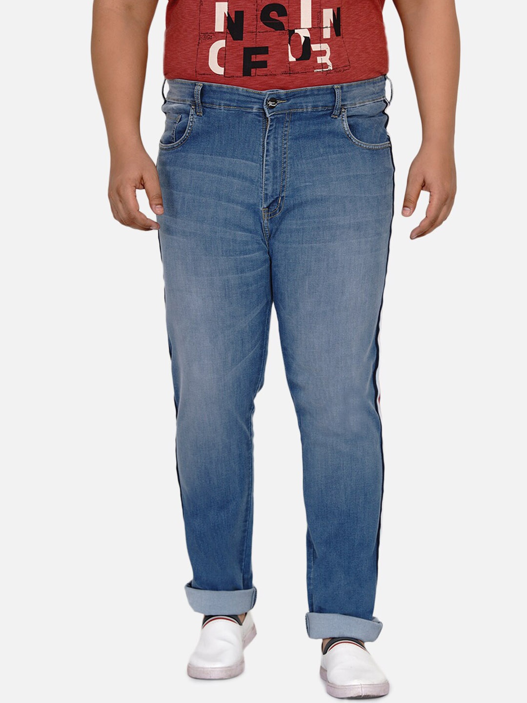 

John Pride Men Plus Size Blue Light Fade Stretchable Jeans