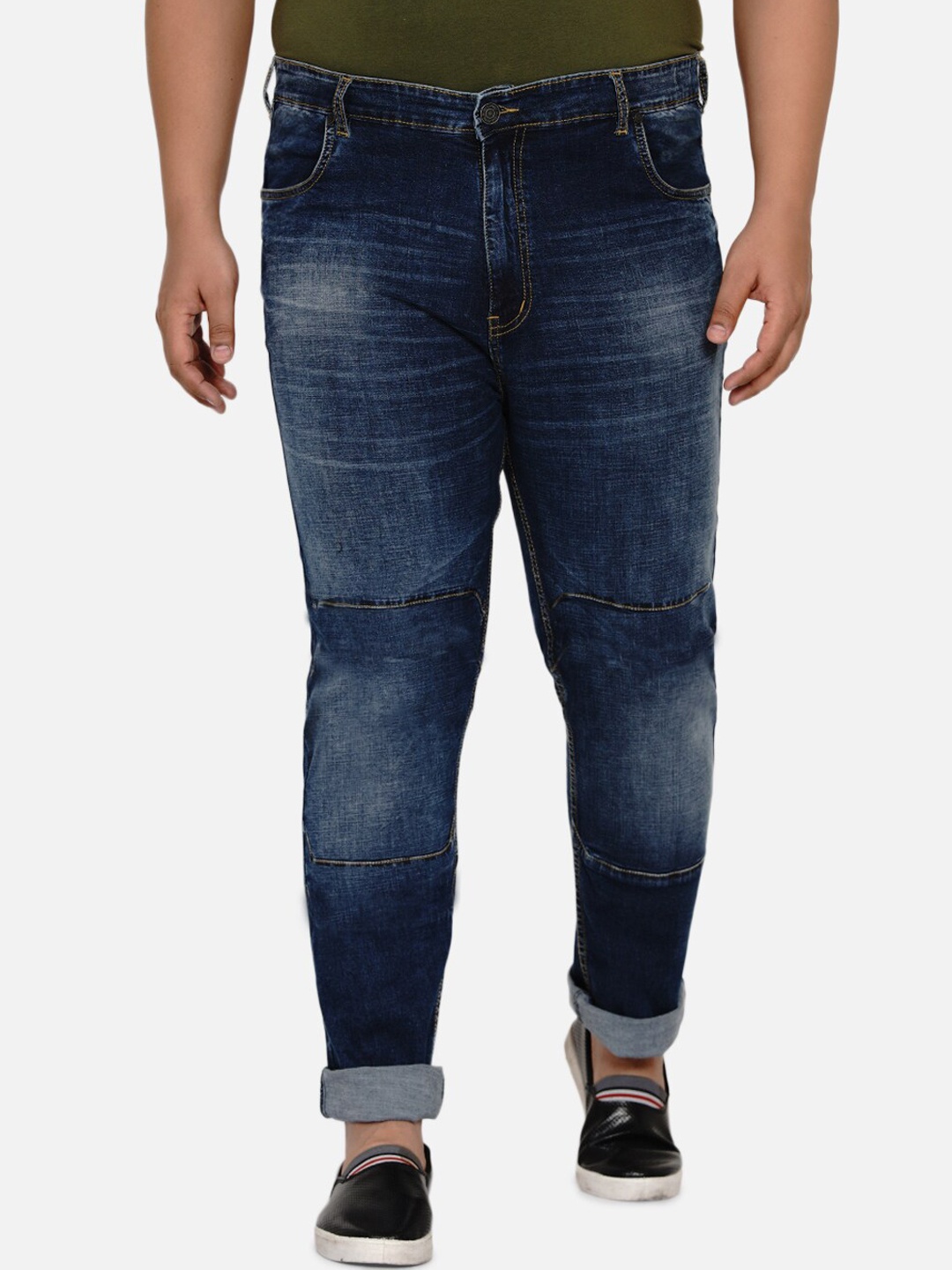 

John Pride Men Plus Size Low Distress Heavy Fade Stretchable Jeans, Blue