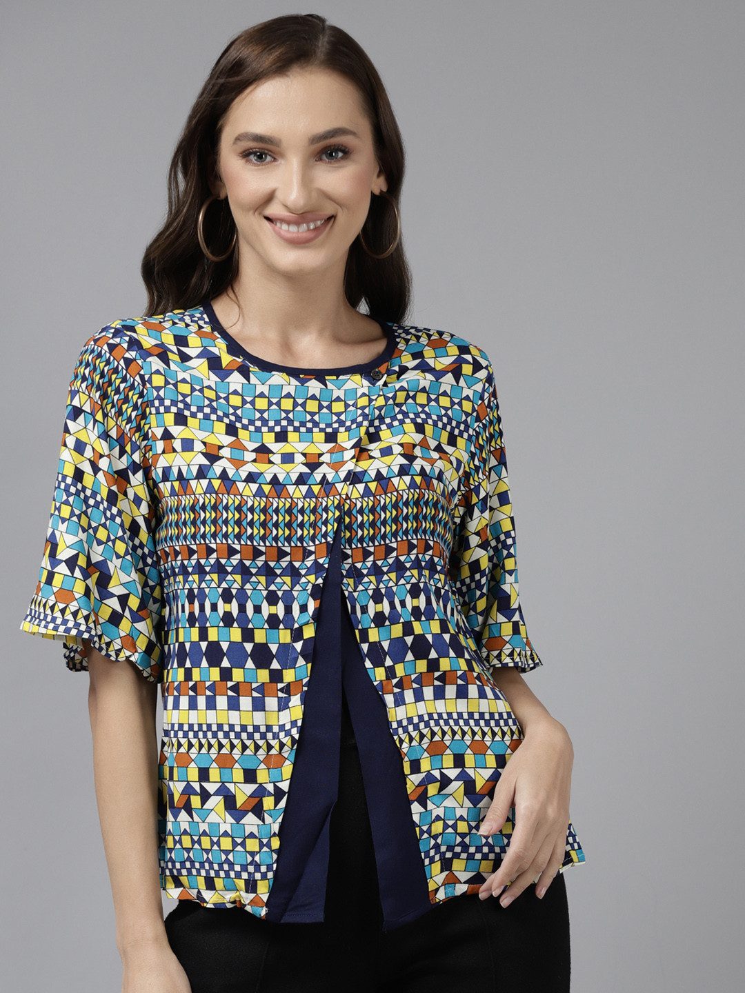 

Aarika Multicoloured Printed Wrap Top, Multi