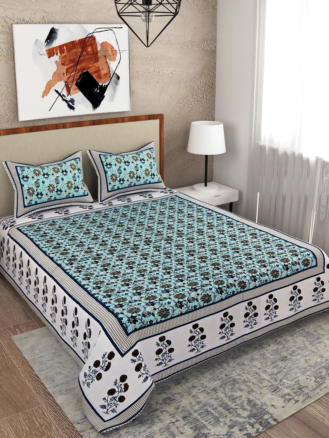 

Salona Bichona Unisex Turquoise Blue Bedsheet