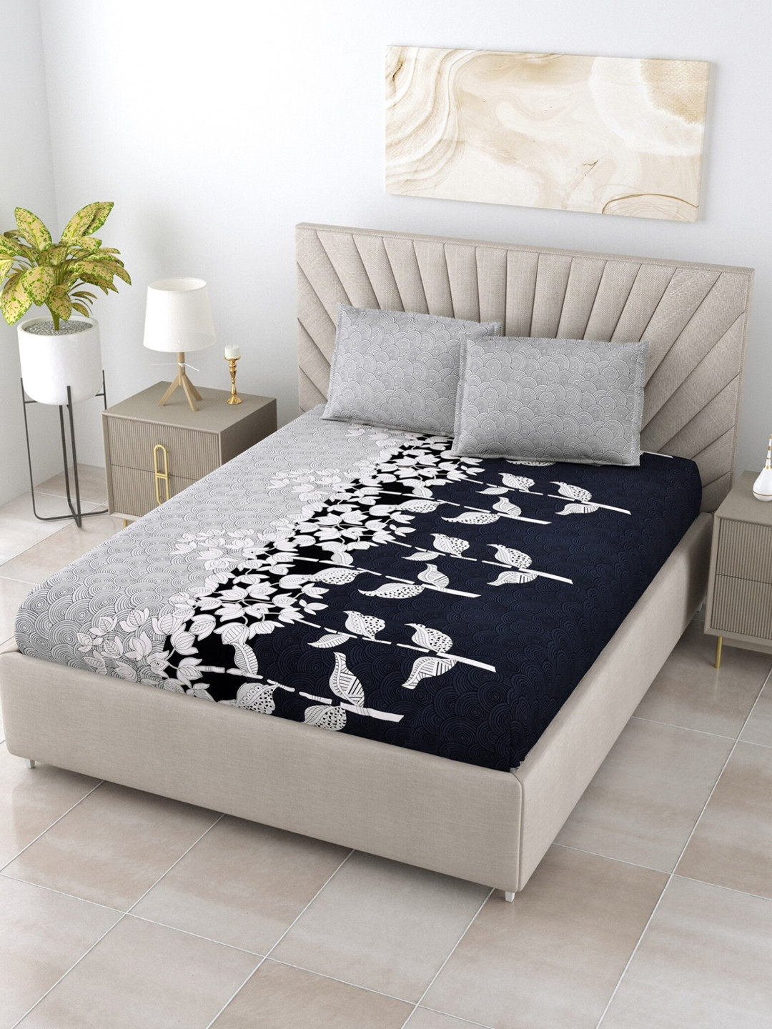 

Salona Bichona Unisex Grey Bedsheets
