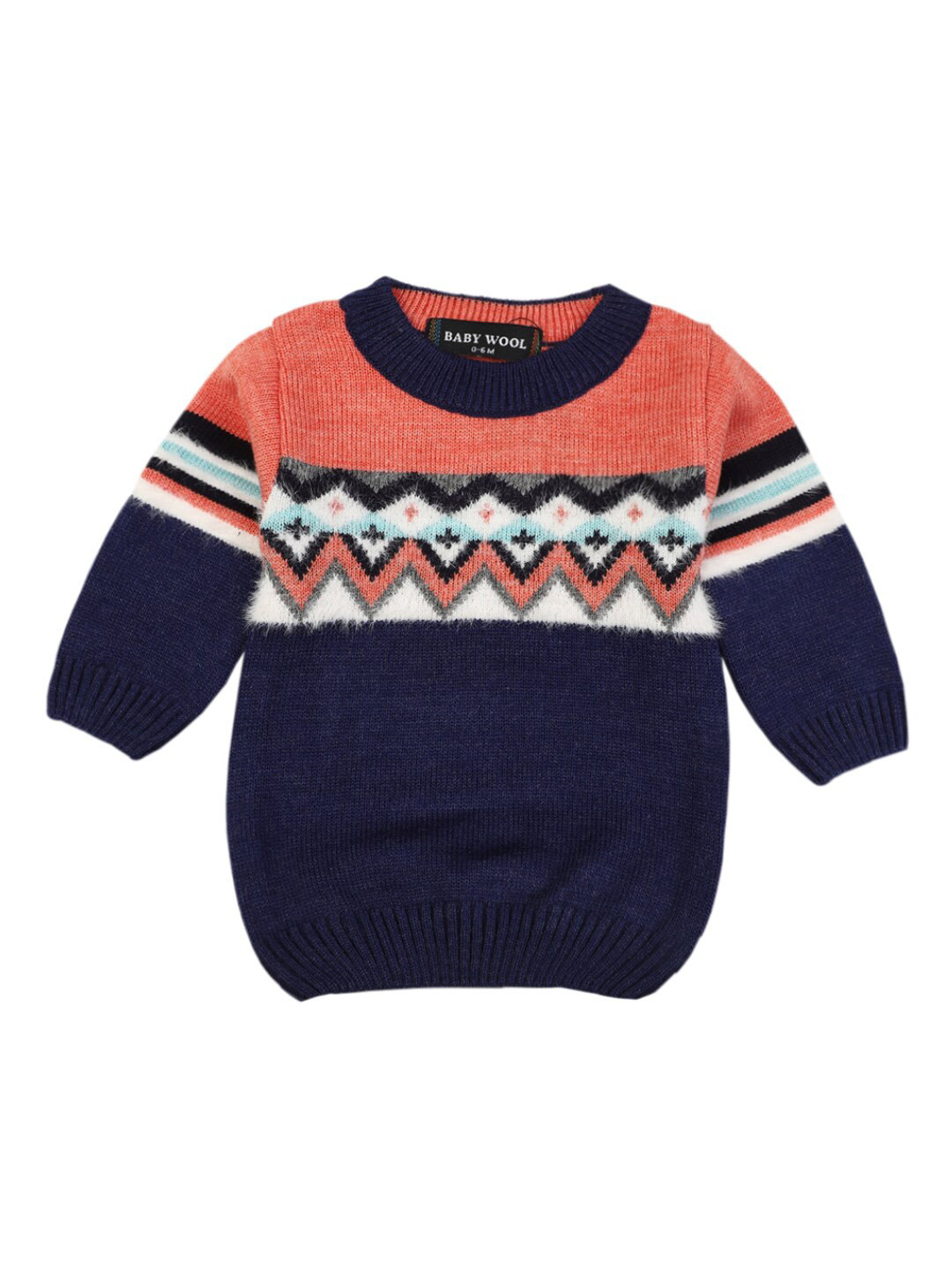 

V-Mart Unisex Kids Blue & Peach Sweater