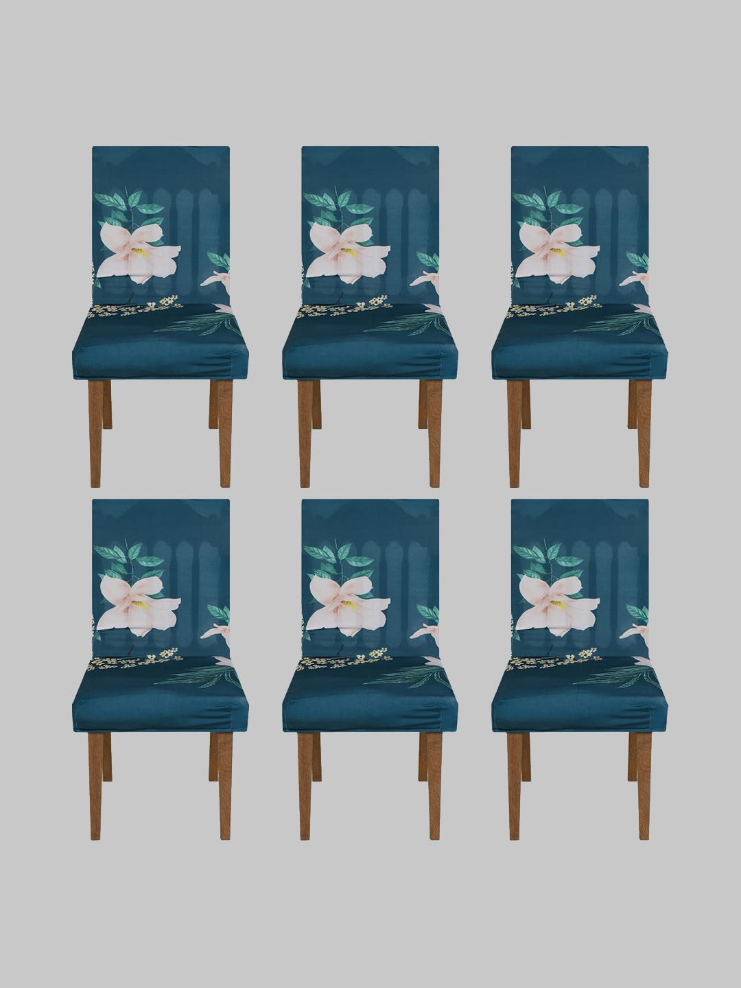 

Kuber Industries Set Of 6 Green Printed Chair Cover