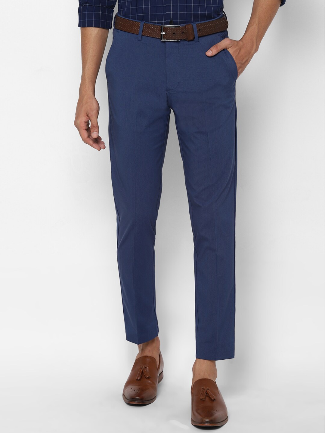 

Allen Solly Men Navy Blue Slim Fit Trousers