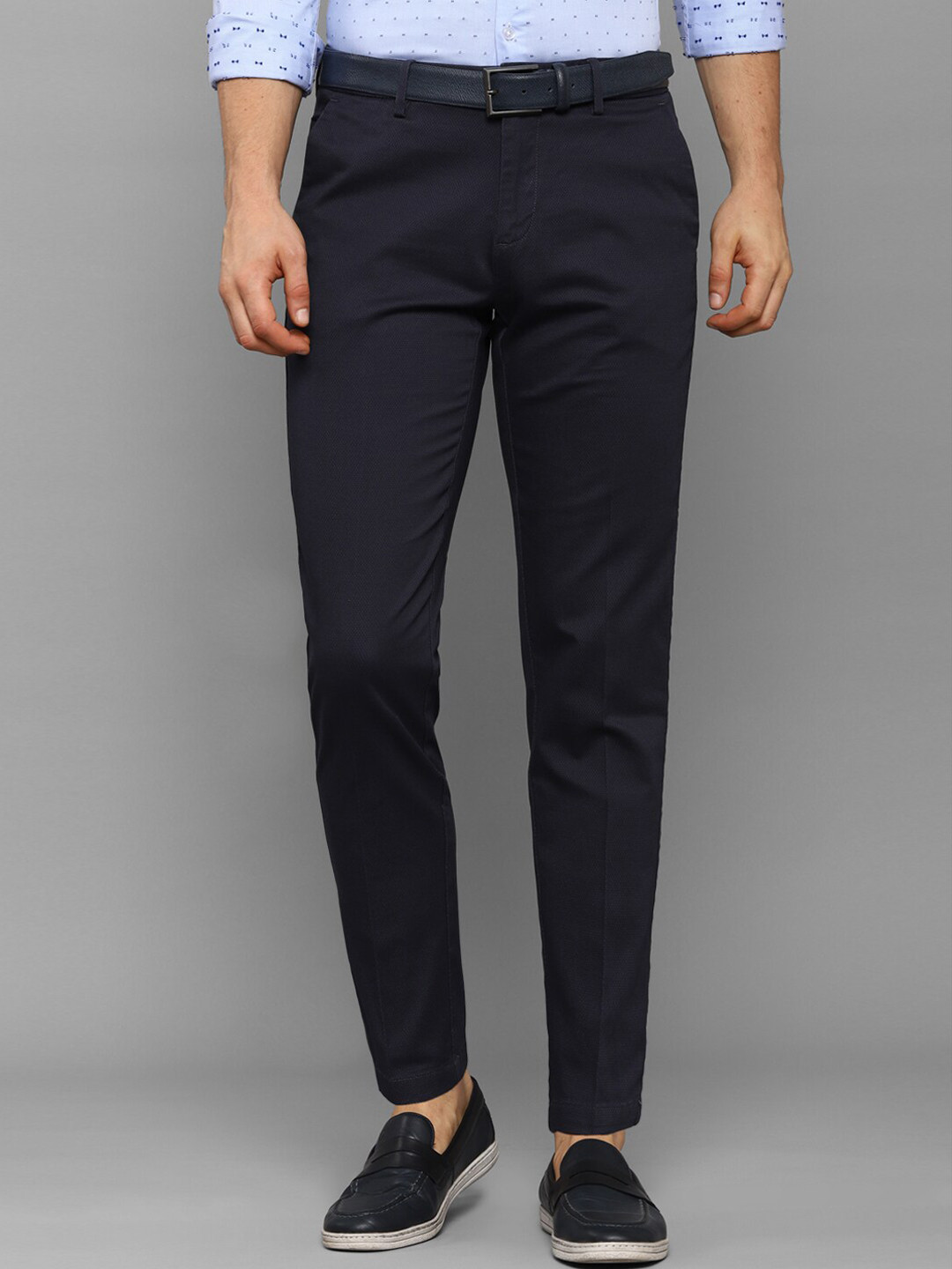 

Allen Solly Men Navy Blue Slim Fit Mid-Rise Trousers