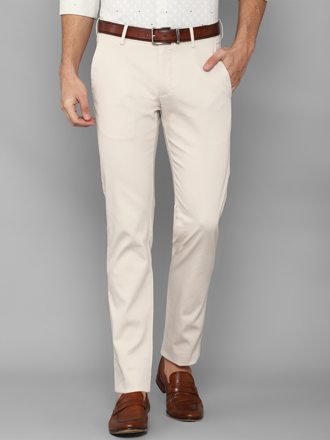 

Allen Solly Men Cream-Coloured Slim Fit Trousers