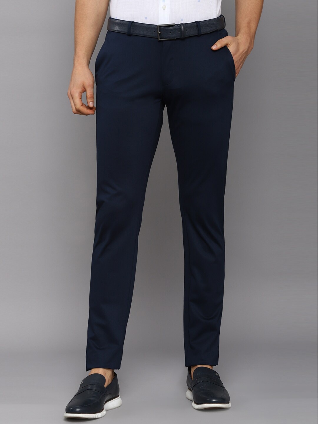 

Allen Solly Men Navy Blue Slim Fit Trousers