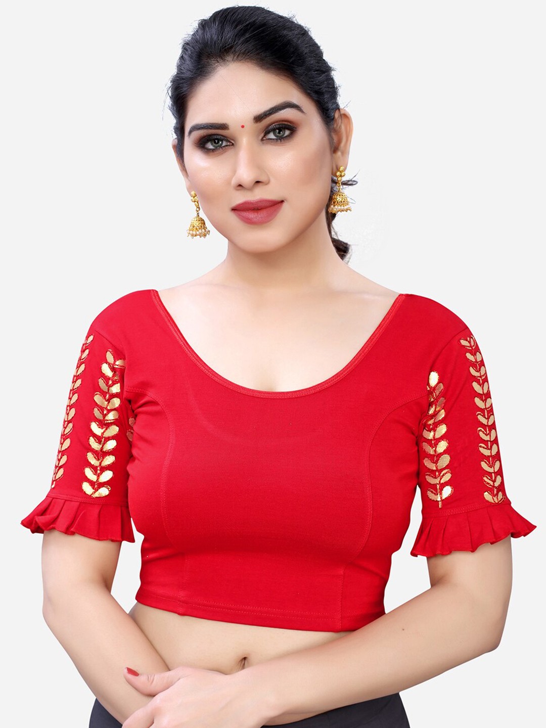 

SIRIL Women Red Embroidered Saree Blouse