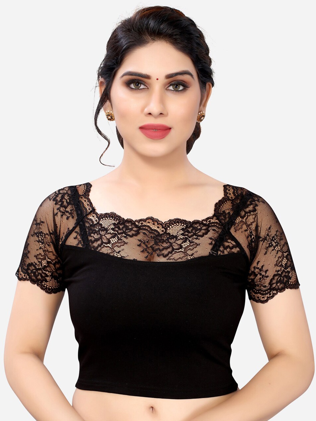 

SIRIL Women Black Woven Design Saree Blouse