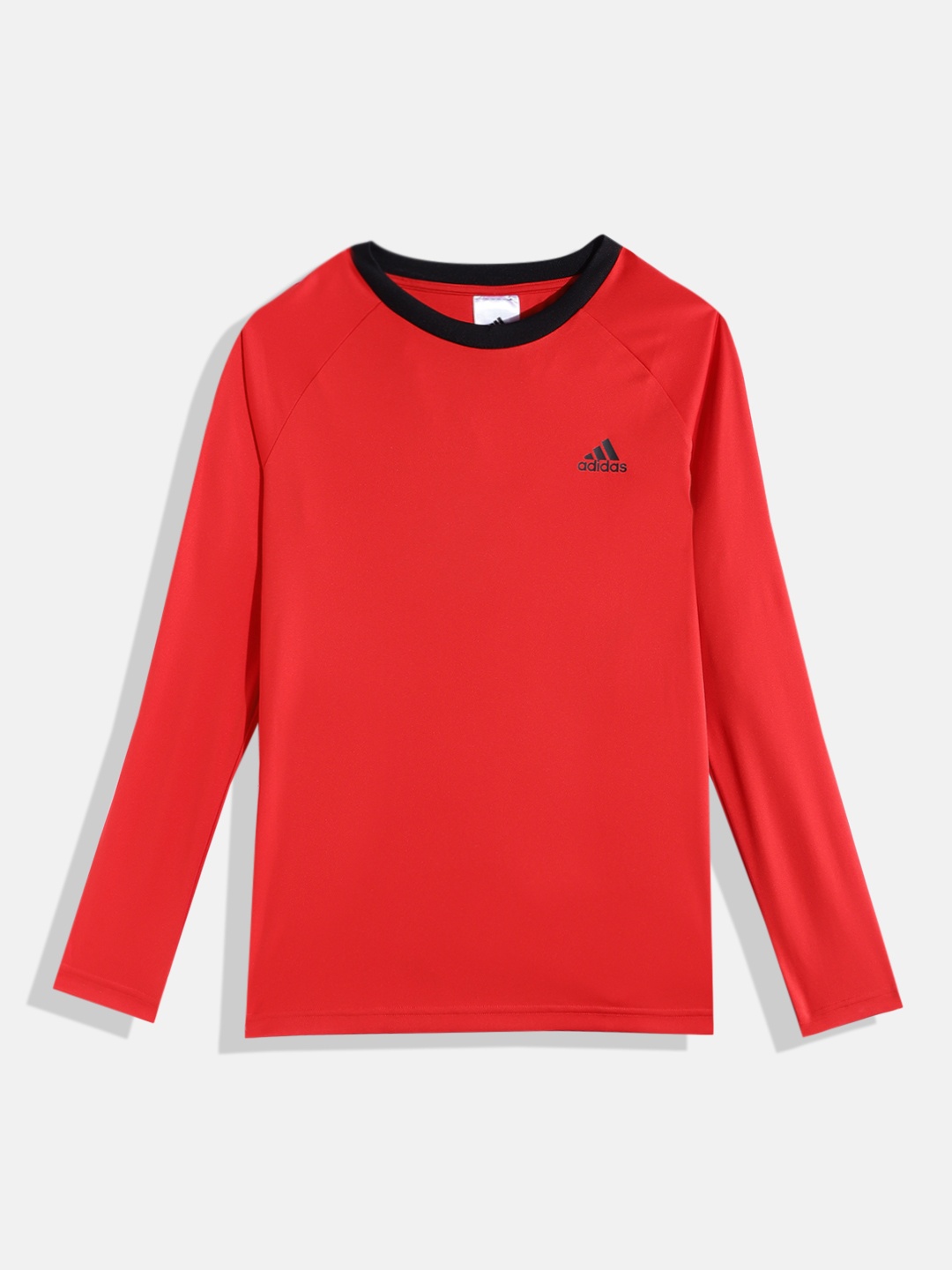 

ADIDAS Boys Red & Black Solid PLN LS T-shirt
