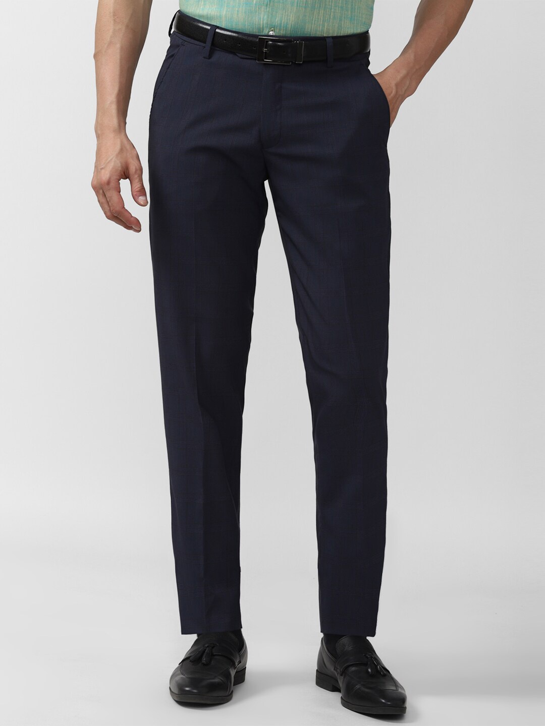 

Peter England Men Black Slim Fit Trousers