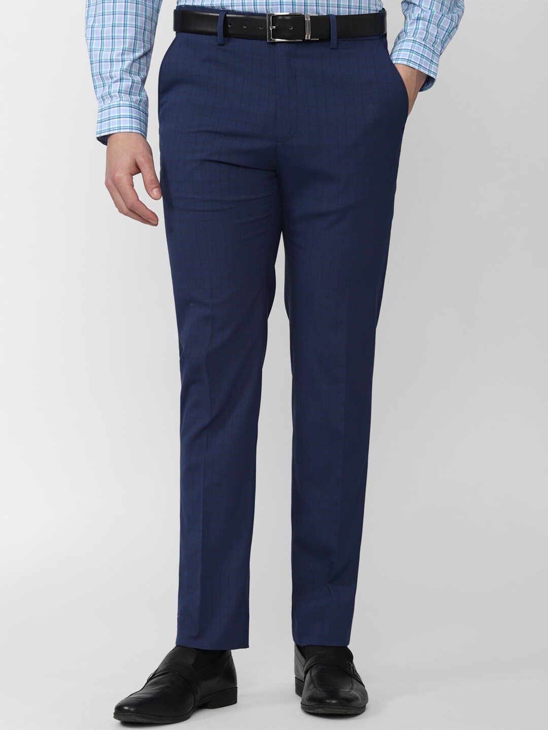 

Peter England Men Navy Blue Slim Fit Trousers