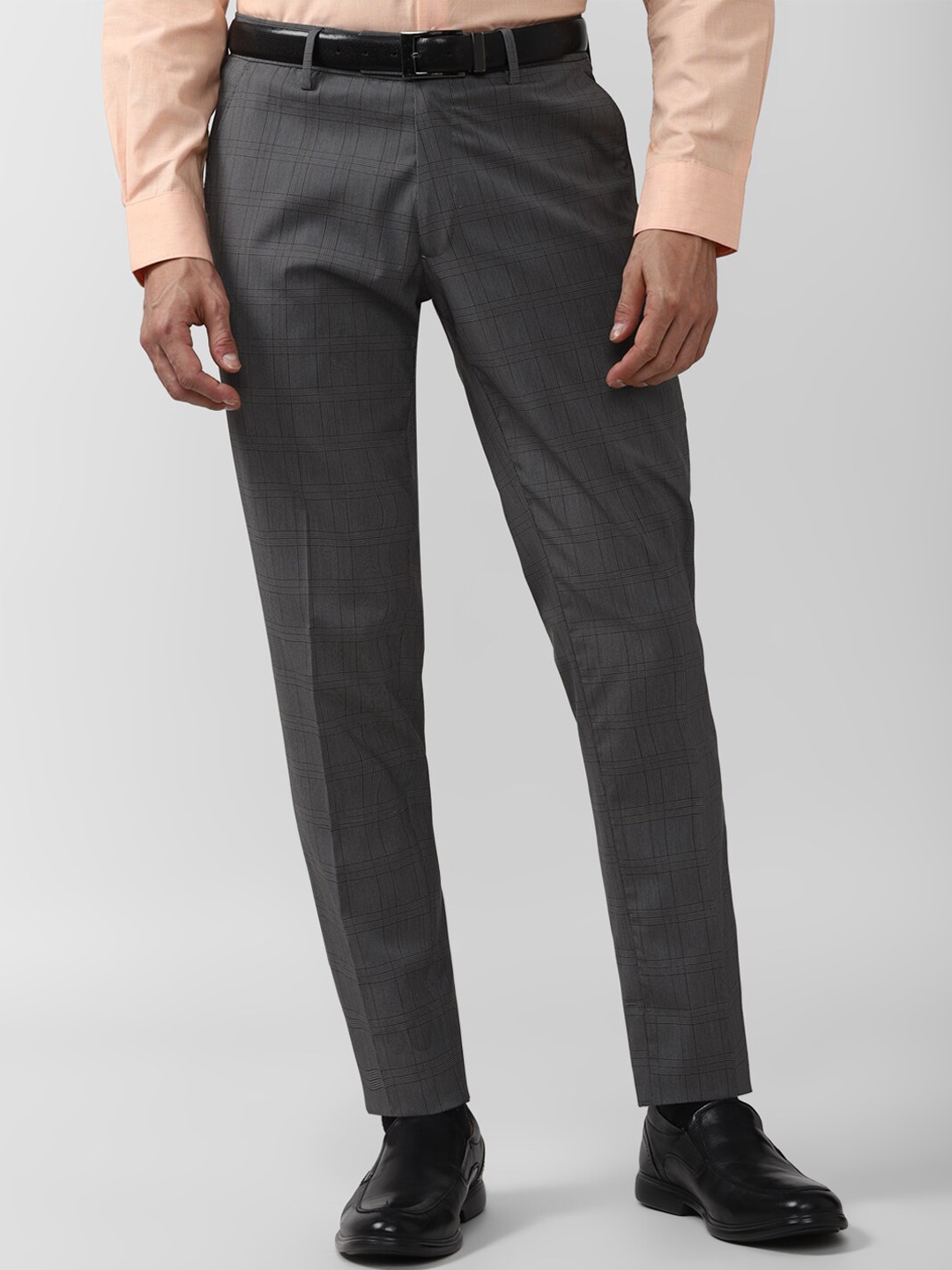 

Peter England Men Grey Slim Fit Trousers