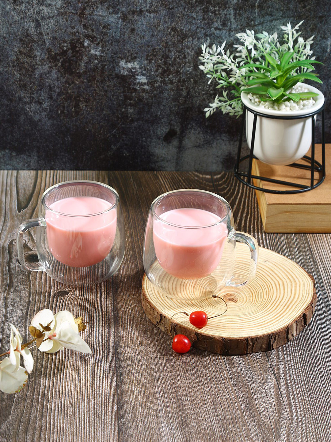 

Sanjeev Kapoor Transparent Set Of 2 Double Wall Glass Mugs 280 ml Each