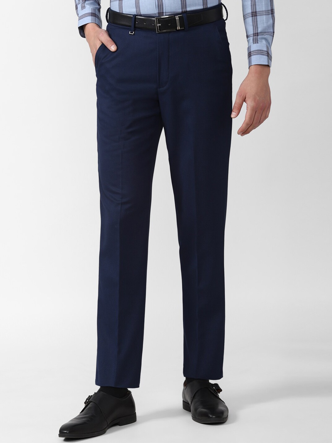 

Van Heusen Men Navy Blue Formal Trousers