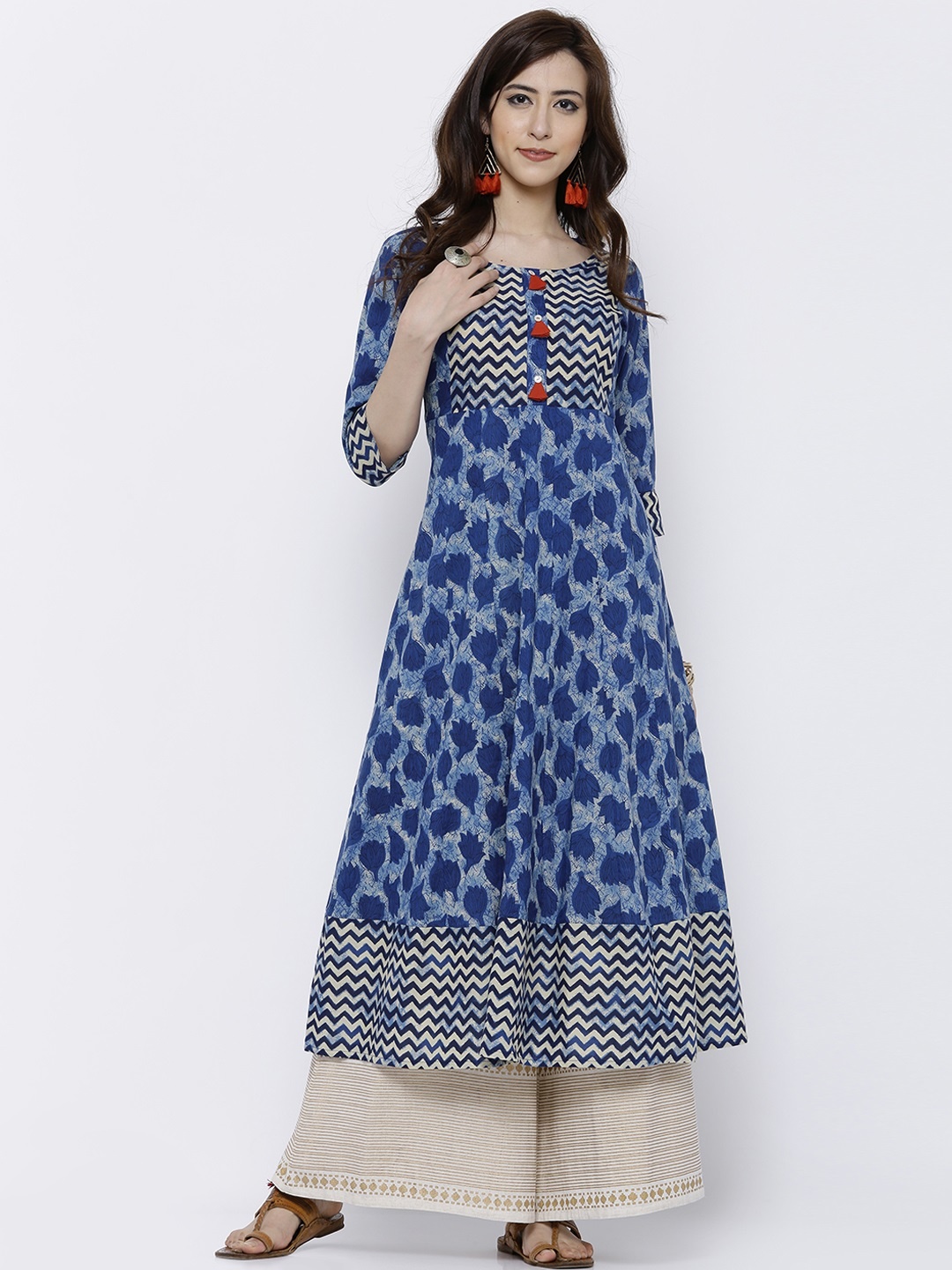 

Vishudh Women Blue Printed Anarkali Kurta