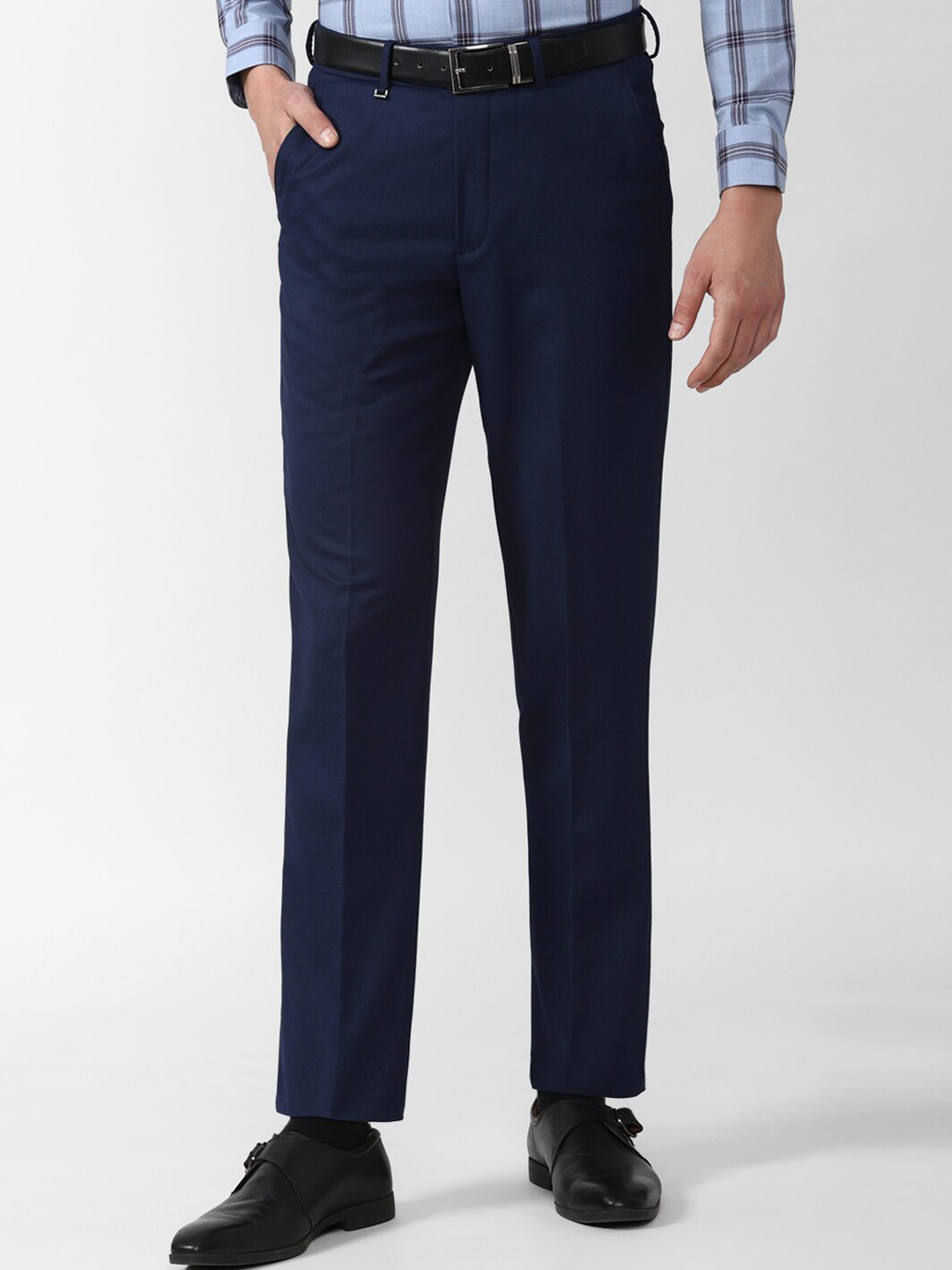 Van Heusen Men Navy Blue Formal Trousers
