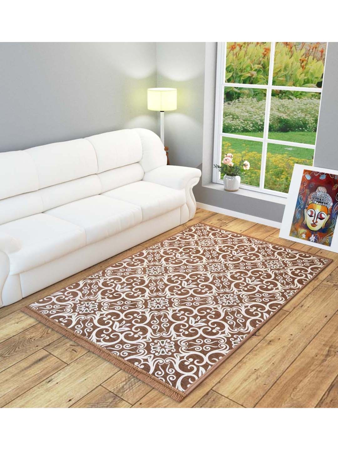 

Slushy Mushy Yellow & Red Ethnic Motifs Printed Carpets